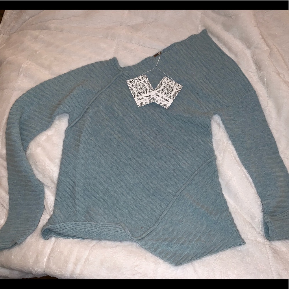 Sky Heather Asymmetrical Free People Sweater